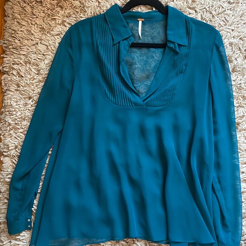 Teal Free People Blouse